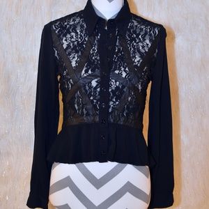 Millau Black Lace Button Up